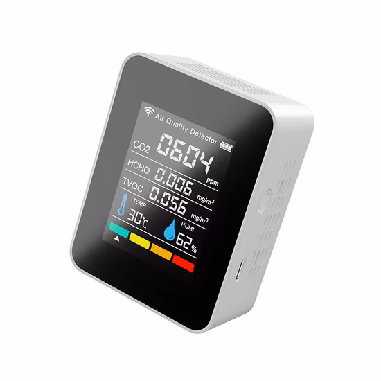 Monitor portátil de qualidade do ar WiFi Ndir Detector de CO2 5 em 1 Tvoc CO2 Temperatura Umidade Detector de dióxido de carbono